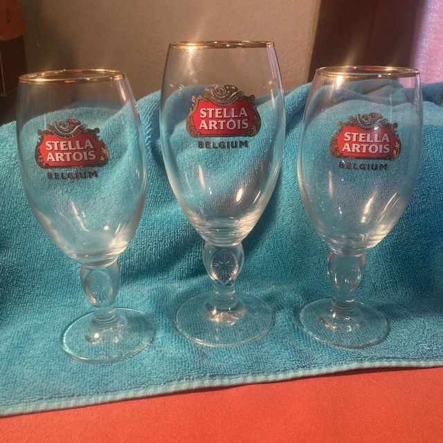 STELLA ARTOIS GOLD Rimmed Beer Chalices/Glasses 33 CL Set of Two And