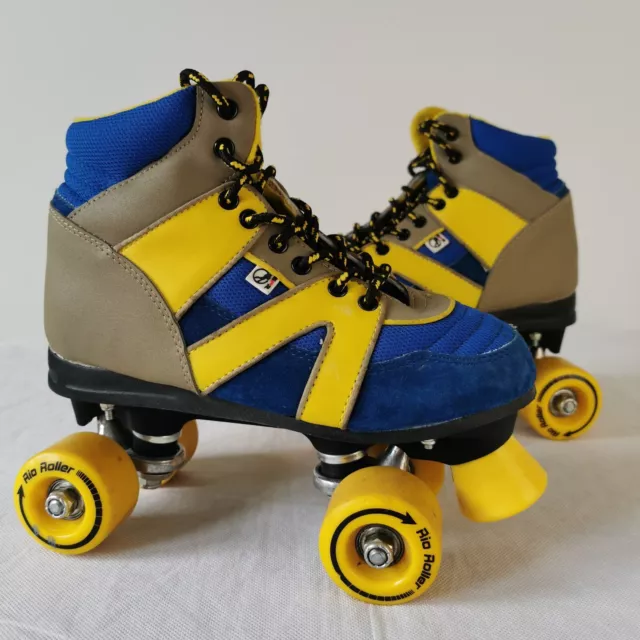 Rio Roller Blue Yellow Retro Adult Quad Skates Roller Boots 4