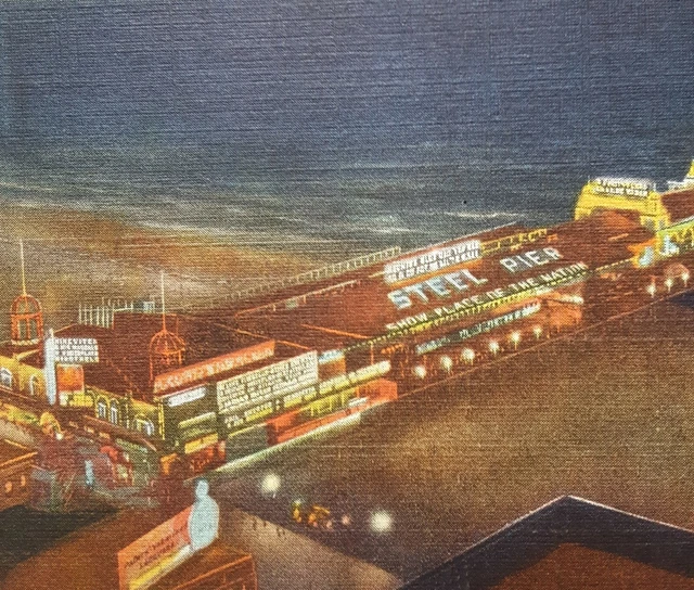 Airplane View Of World Famous Steel Pier At Night Atlantic City, Nj Postcard