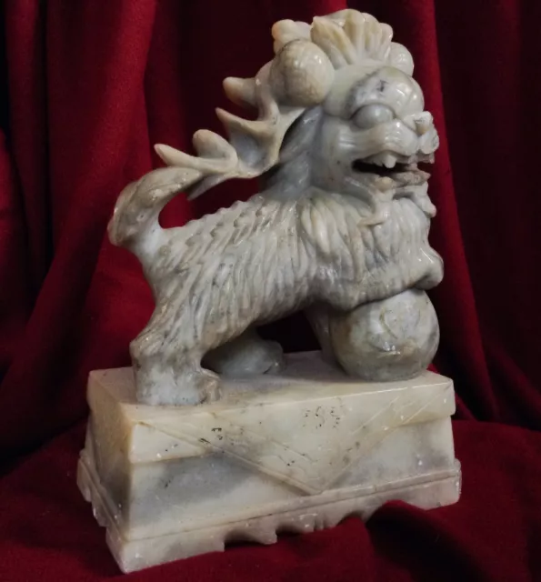 Rare Antique Chinese Big Handcarved Shoushan Stone Statue Animal Foo Lion Dog