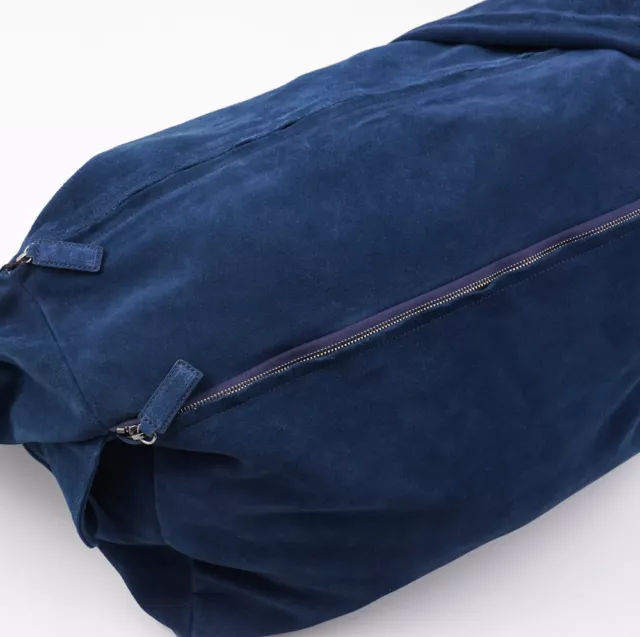 NWT $1725 CANALI EXCLUSIVE 1934 Blue Suede Carryall Weekender Duffle Bag Large 3