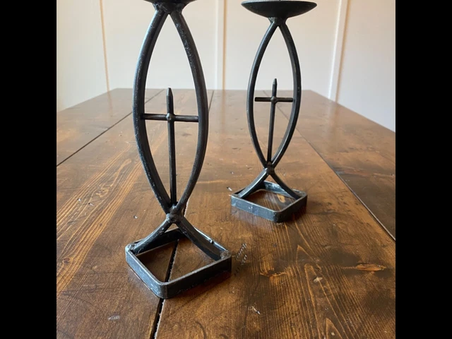 Hand Forged Wrought Iron Rustic Candle Holders