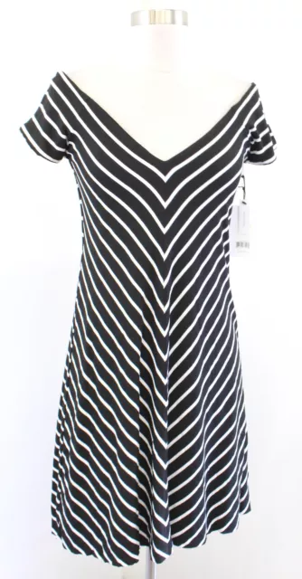 NWT Bailey 44 Stitch Fix Black White Striped Off the Shoulder Knit Dress Size M