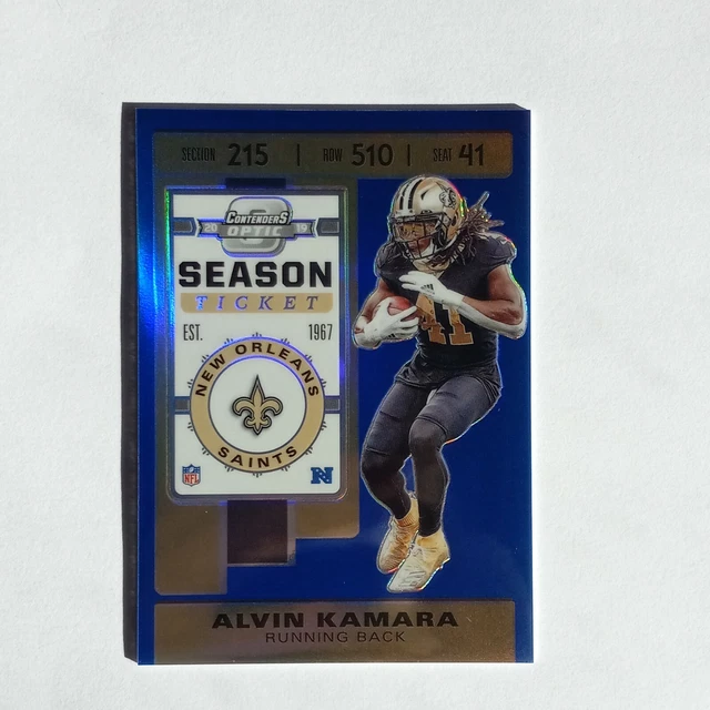 2019 Contenders Optic Blue Prizm #72 Alvin Kamara #D 01/99   FIRST ONE MADE