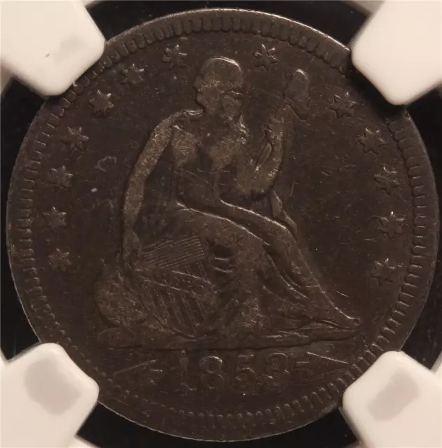 1853 P Seated Liberty Quarter, Arrows And Rays, Ngc F15, One Year Type Coin!