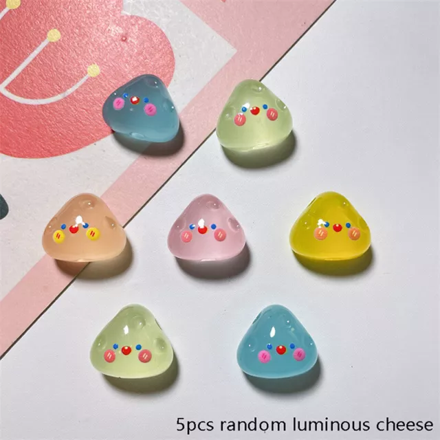 5Pcs Cartoon Cheese Luminous Ornaments DIY Miniature Resin Ornament DecoratioFE