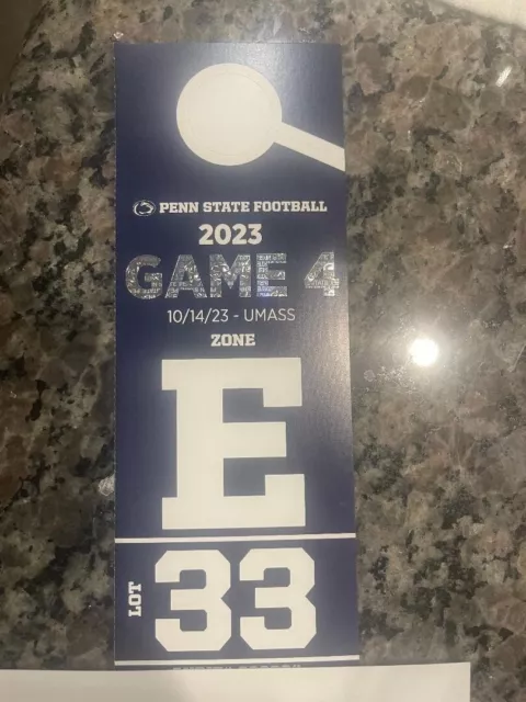 PENN STATE FOOTBALL PARKING PASS - 10/14/23 vs. UMASS - Lot #33