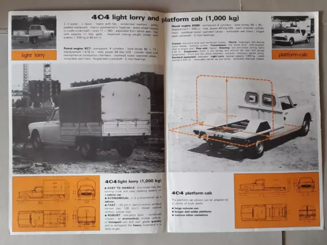 Peugeot 404 Light Lorry Brochure 1978 - Pick-Up Platform 2