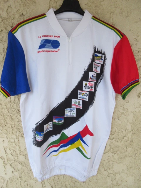 Maillot Cycliste Vintage Le Mellec Peugeot Damier Vannes – XL, Blanc, France