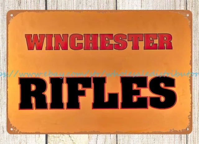 Winchester Rifle firarm ammo hunting sports shooting metal tin sign man cave