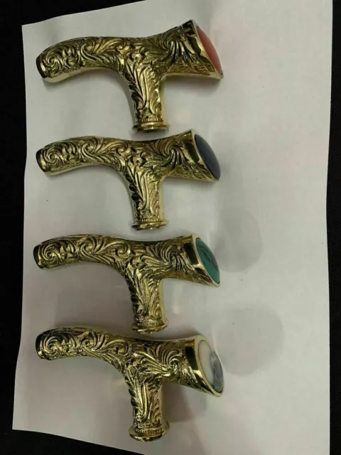 lot of 4 Brass Derby Style Head Handle Only For Cane Walking Stick Designer gift