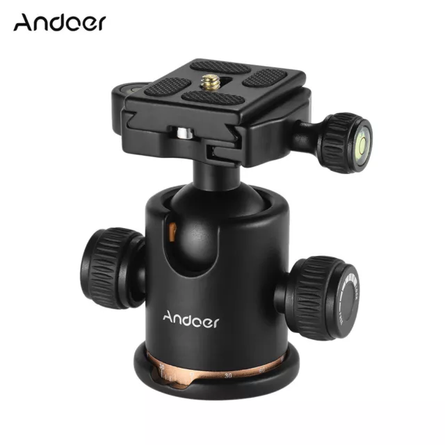 Andoer Camera Tripod Ball Head Ballhead with Quick Release Plate 1/4 Screw Stand