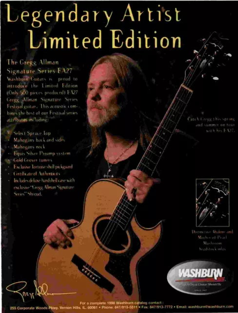 Ppot2  11X8 Advert/Picture - Washburn Guitars - Greg Allman Series Ea27