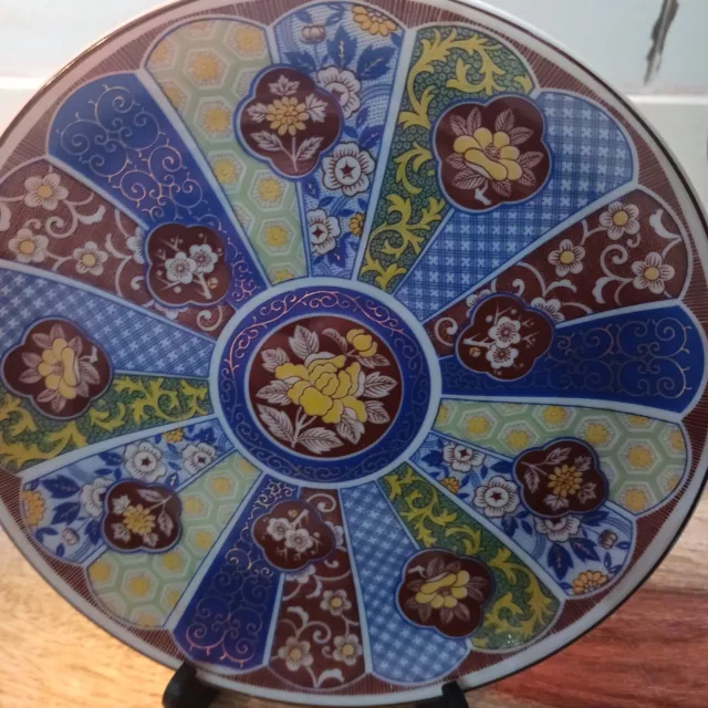 Vintage Imari Ware Japan Hand Painted Decorative Floral Plate 6.5" Gold Accented 2