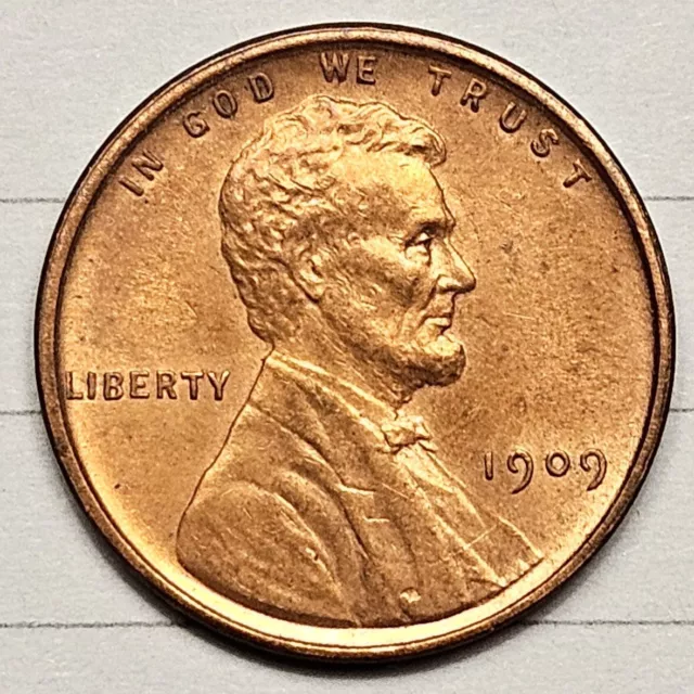 1909-VDB Lincoln Wheat Cent Penny- AU/UNC Slider- Beautiful Coin!