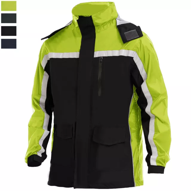 Mens Reusable Safety Bomber Jacket Waterproof Reflective Raincoat Thin Work Coat