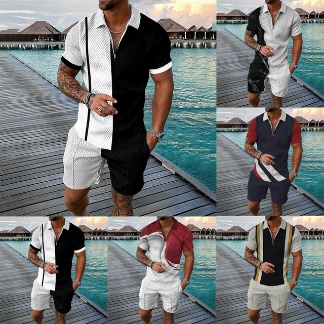 Comodo set sportivo uomo due pezzi maniche corte camicie e pantaloncini per l'estate
