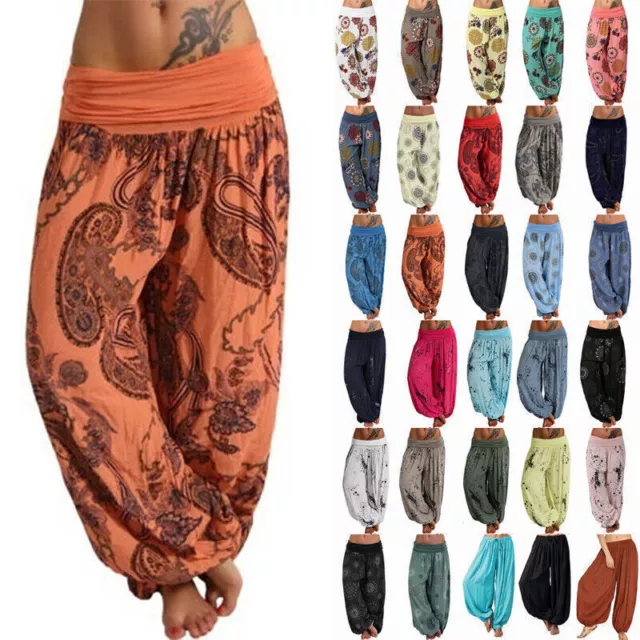 Women Hippy Boho Baggy Yoga Harem Pants Gypsy Ali Baba Wide Leg Hareem Trousers