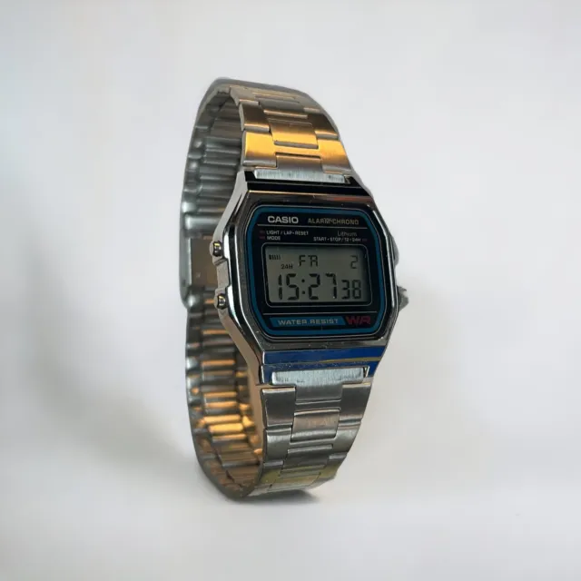 Casio Men's A158W  Stainless Steel Silver Bracelet Digital Wrist Watch 7.75''
