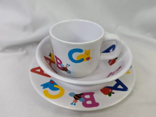 ABC Melamine Childs Plate Bowl Cup Set