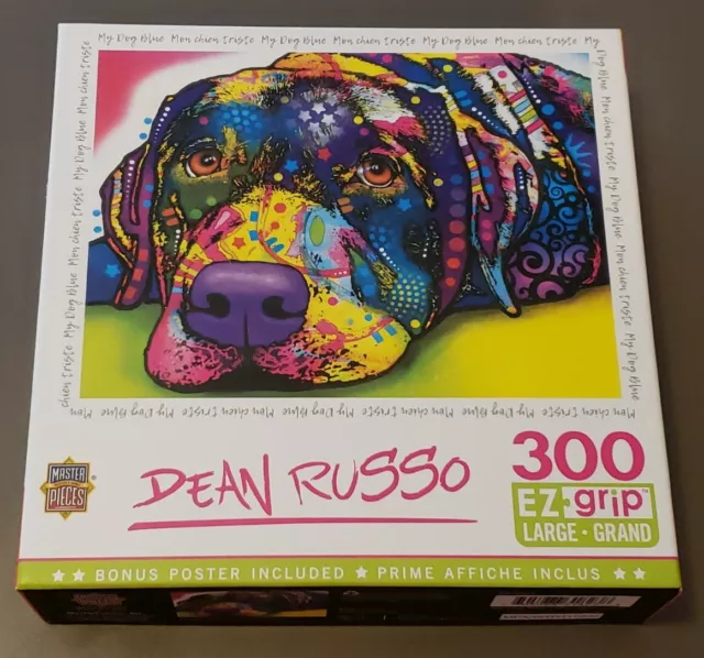 NEW MasterPieces Dean Russo MY DOG BLUE 300 EZ-grip Large Piece Puzzle Labrador