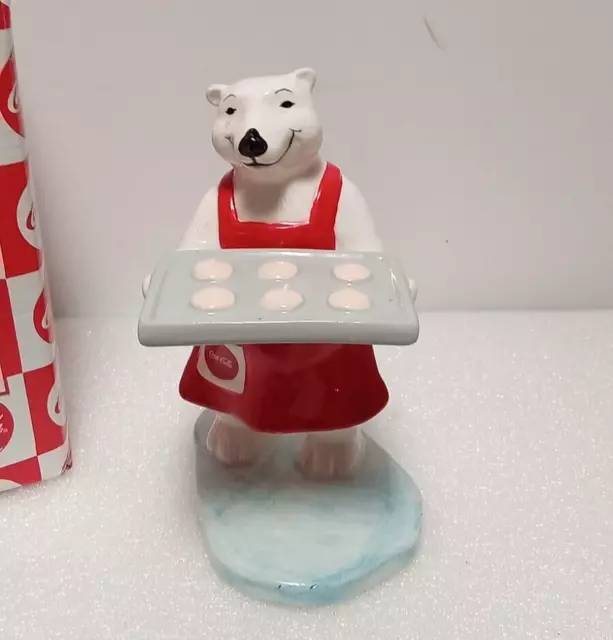 Coca Cola  Ceramic  Polar Bear Figurines--Bear With Tray Of Cookies