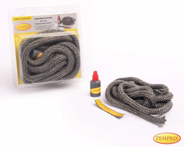 Temprix Cheminée & Four Joint Réfractaire Cordon D'Étanchéité Ø 14mm Rond 3 M De 3