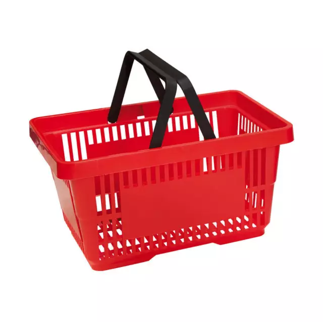 Plastic Shopping Baskets 4 Colours 2 Handles 5 & 10 packs 20 ltr Shopping Basket