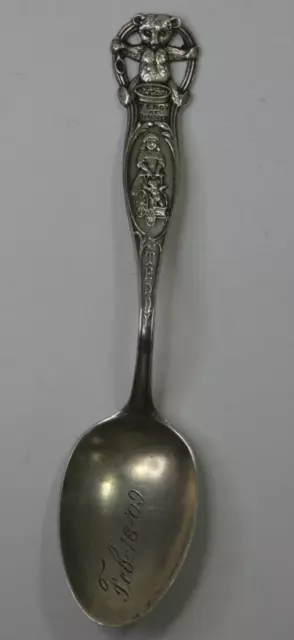 Vintage Paye & Baker Teddy at Dinner .925 Sterling Silver Souvenir Spoon 17.9g
