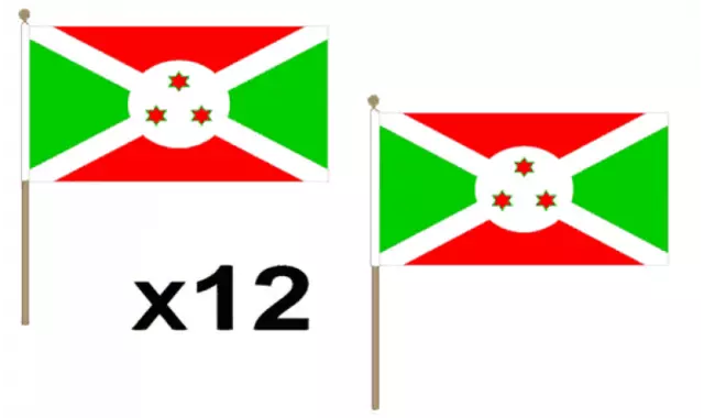 Pack Of 12 Burundi Hand Flags 9 x 6" - Party Conferences Office Display