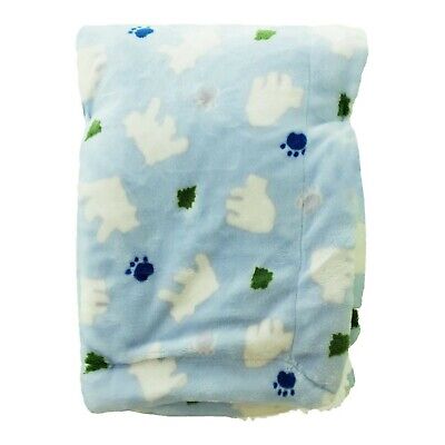Baby Fleece Blanket Newborn Toddler| 75x100cm | Pram Cot Moses | Blue Polar Bear