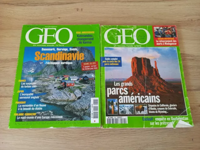 Lot De 2 Magazines Geo Avril 1995 Et Avril 2004 Les Grands Parcs Americains...