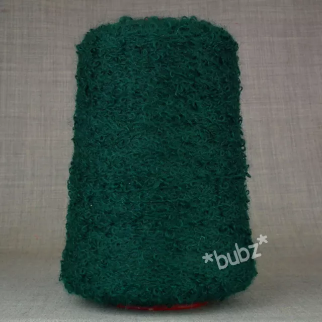 PURE WOOL MOHAIR LOOP BOUCLE YARN 400g CONE SPRUCE GREEN DOUBLE KNITTING WEAVING
