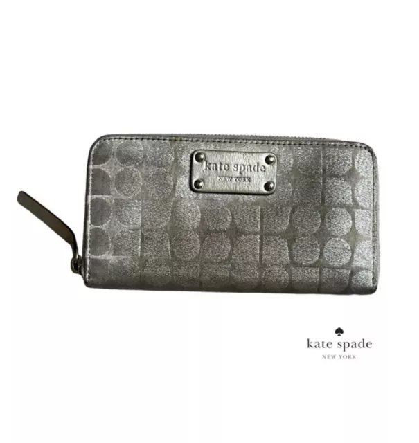 Kate Spade Neda Thompson Street Noel Metallic Gray Wallet