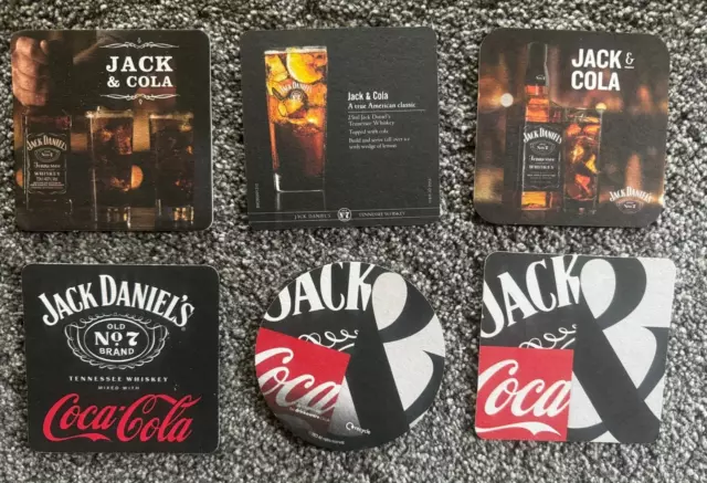 Jack Daniel's Jack & Cola Coasters / Beer Mats x 6