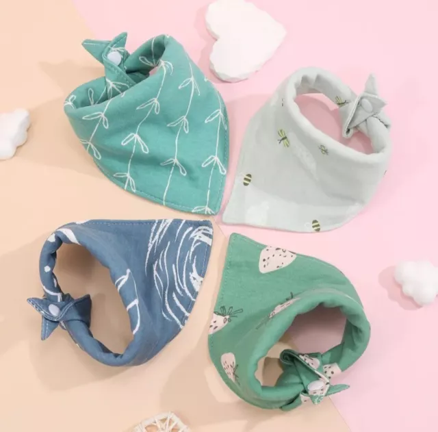 4 x  Baby Bibs Triangle Scarf Soft Infant Bandana Bib Dribble New Season Newborn