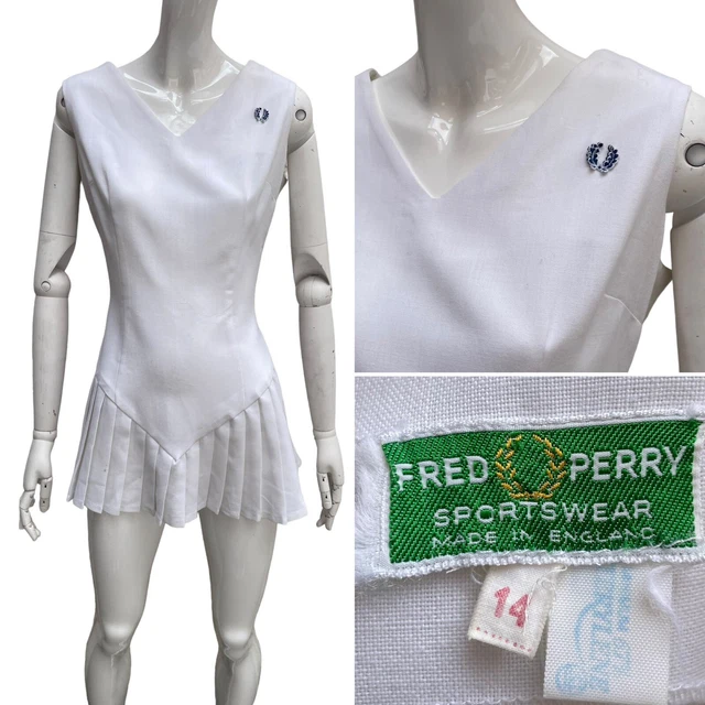 RARE VINTAGE 1960S Fred Perry Tennis Dress in White Wimbledon Made in England 12 40.00 PicClick UK