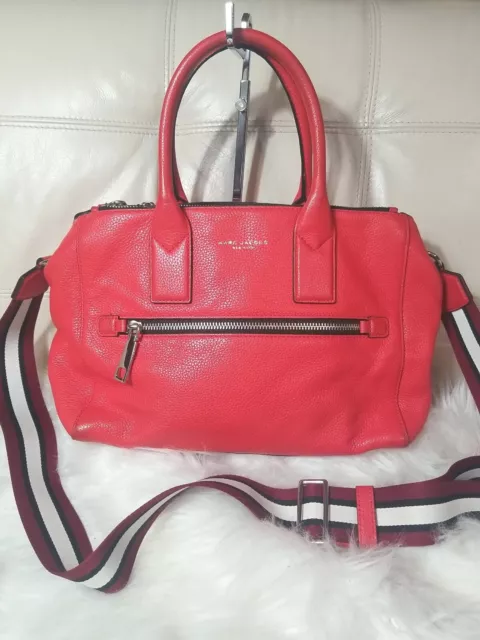 Marc Jacobs Tote Bag with Crossbody Strap Red Orange 15x9!