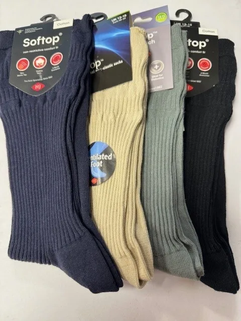 4 Pairs of HJ Hall Men's Cotton Softop Socks, Multicoloured, 13-15, New