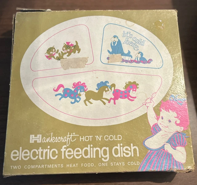 Vintage Hankscraft  Hot N Cold Electric Feeding Dish Horse Pony Walrus & CATS