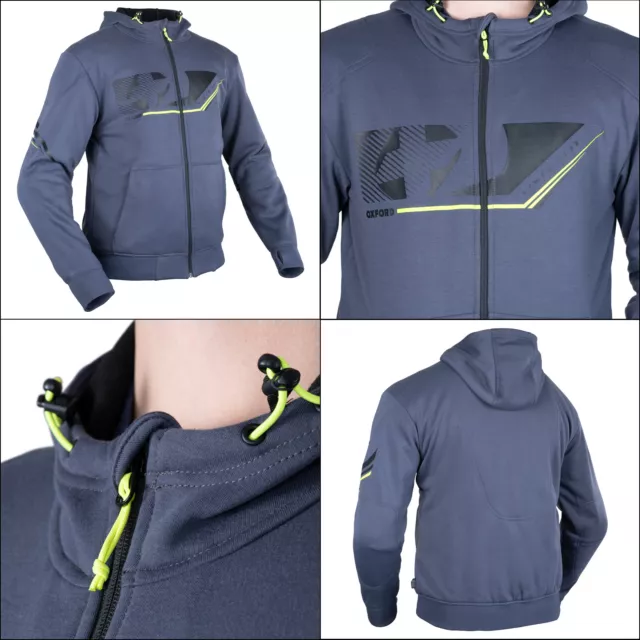 Oxford Super 2.0 Sport Rinforzata Felpa con Felpa con Cappuccio Moto Aramide Giacca - Grigio
