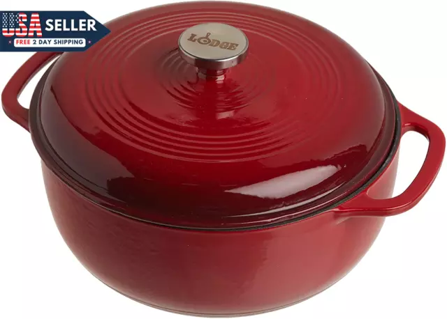Lodge EC6D43 Enameled Cast Iron Dutch Oven, 6-Quart, Island Spice Red