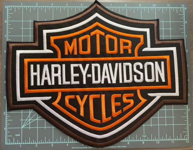 HARLEY DAVIDSON PATCH Motorcycle Embroidered Gray & Classic Logo Iron ...