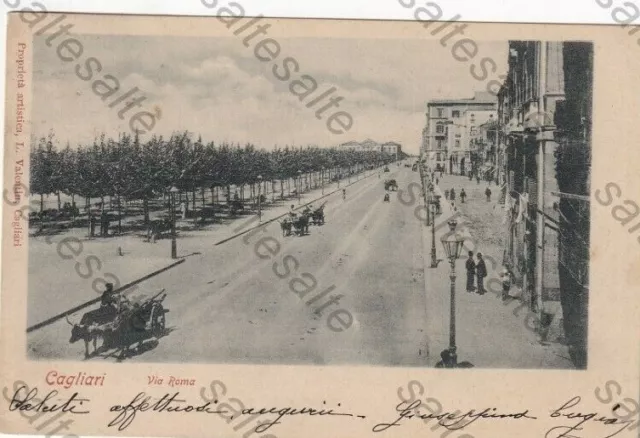 Rm Cartolina Cagliari Via Roma 1903 Viaggiata   Panorama Cagliari