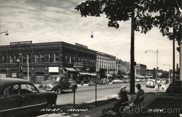 RPPC Hart,MI Street Scene Oceana County Michigan The L. L. Cook Company Postcard