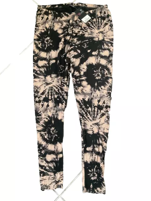 Yours Plus Size 22 Black Blush Print Stretch Jersey LEGGINGS £15