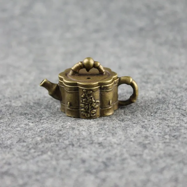 Soild Brass Teapot Statue Tea Pet Ornament Animal Miniature Figurine Decoration