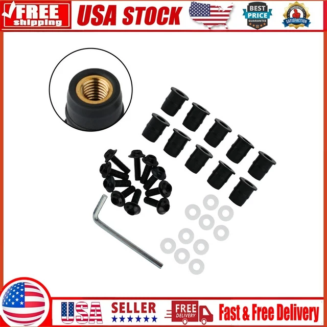 New 10pcs M5 Black Motorcycle Windscreen Fairing Screen Nut Bolt Screw Strength