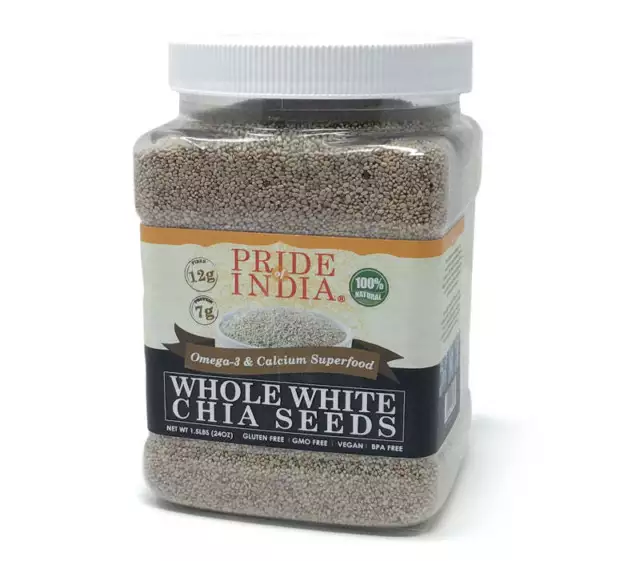 Semi di chia bianchi interi - Barattolo superfood omega-3 e calcio