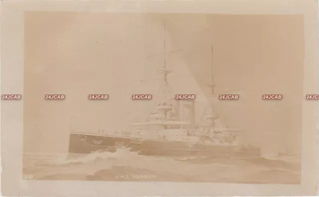 Royal Navy RP Postcard. HMS "London" Battleship. Dardanelles - Anzac.  c  1905